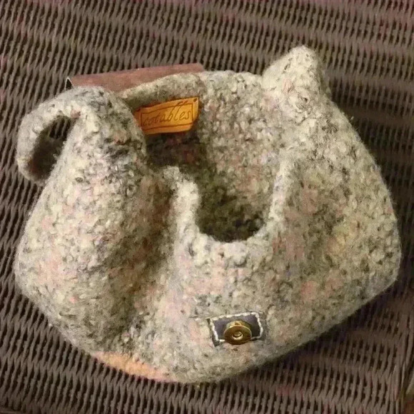 Totables Felted Wool Boho Shoulder Handbag Purse Mottled Yarns Browns Peaches - Picture 5 of 9